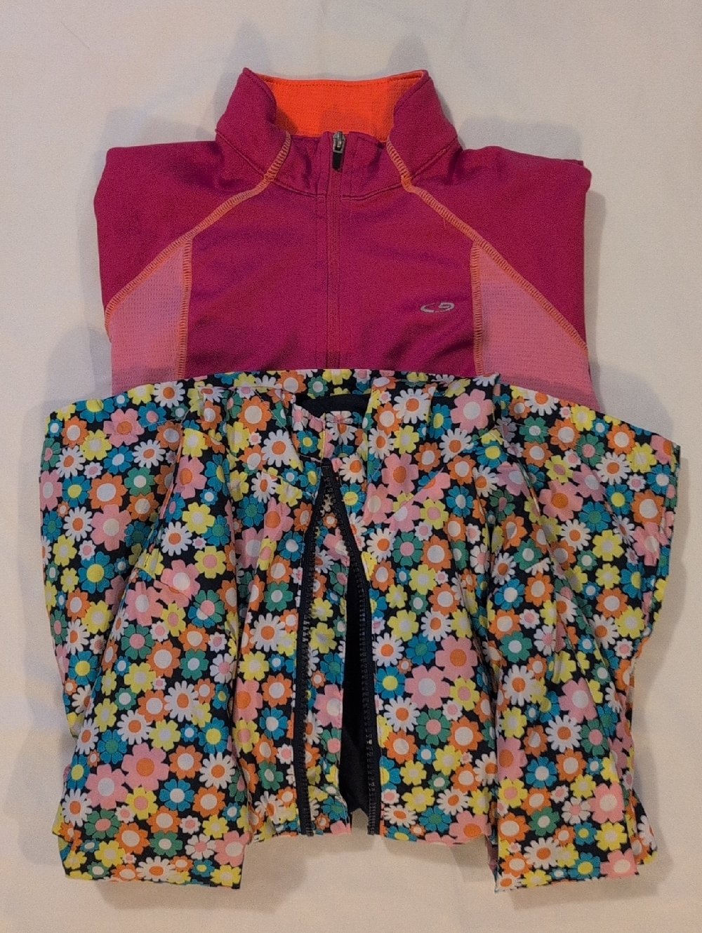 Girls 6/6X Athletic Bundle Floral Hoodie + Pink Half Zip Activewear Set